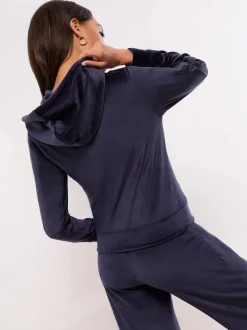 marine - Lipsy Sweat-shirt à capuche zippé en velours brodé