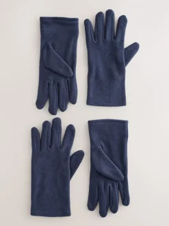 marine - Lot de 2 paires de gants en polaire