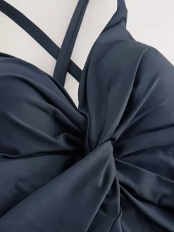 marine - Maillot de bain imprimé torsadé sur le devant pour le contrôle du ventre