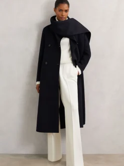 marine - Manteau Reiss Indira en laine mélangée à coutures invisibles