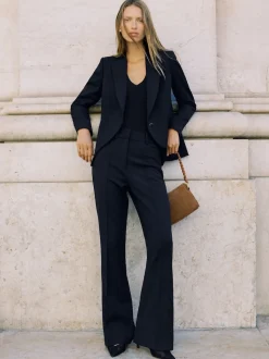 marine - Pantalon de costume Reiss Gabi évasé