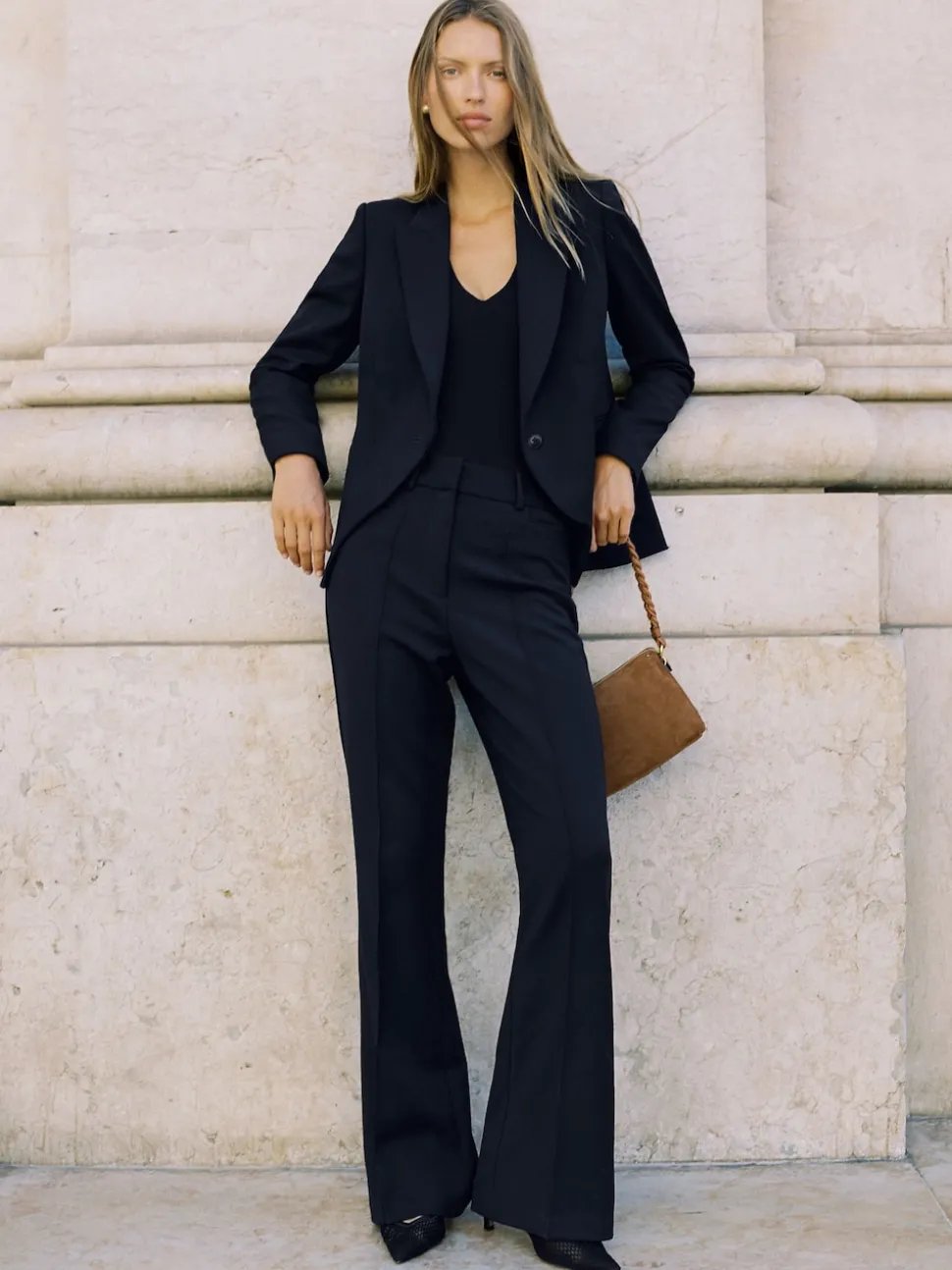 marine - Pantalon de costume Reiss Gabi évasé