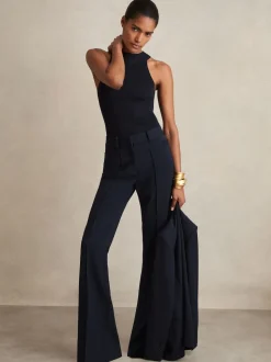 marine - Pantalon de costume Reiss Gabi évasé
