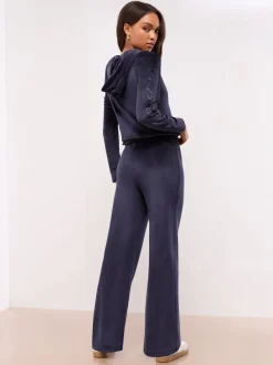 marine - Pantalon de jogging Lipsy Ample décontracté en velours brodé