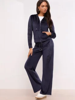 marine - Pantalon de jogging Lipsy Ample décontracté en velours brodé