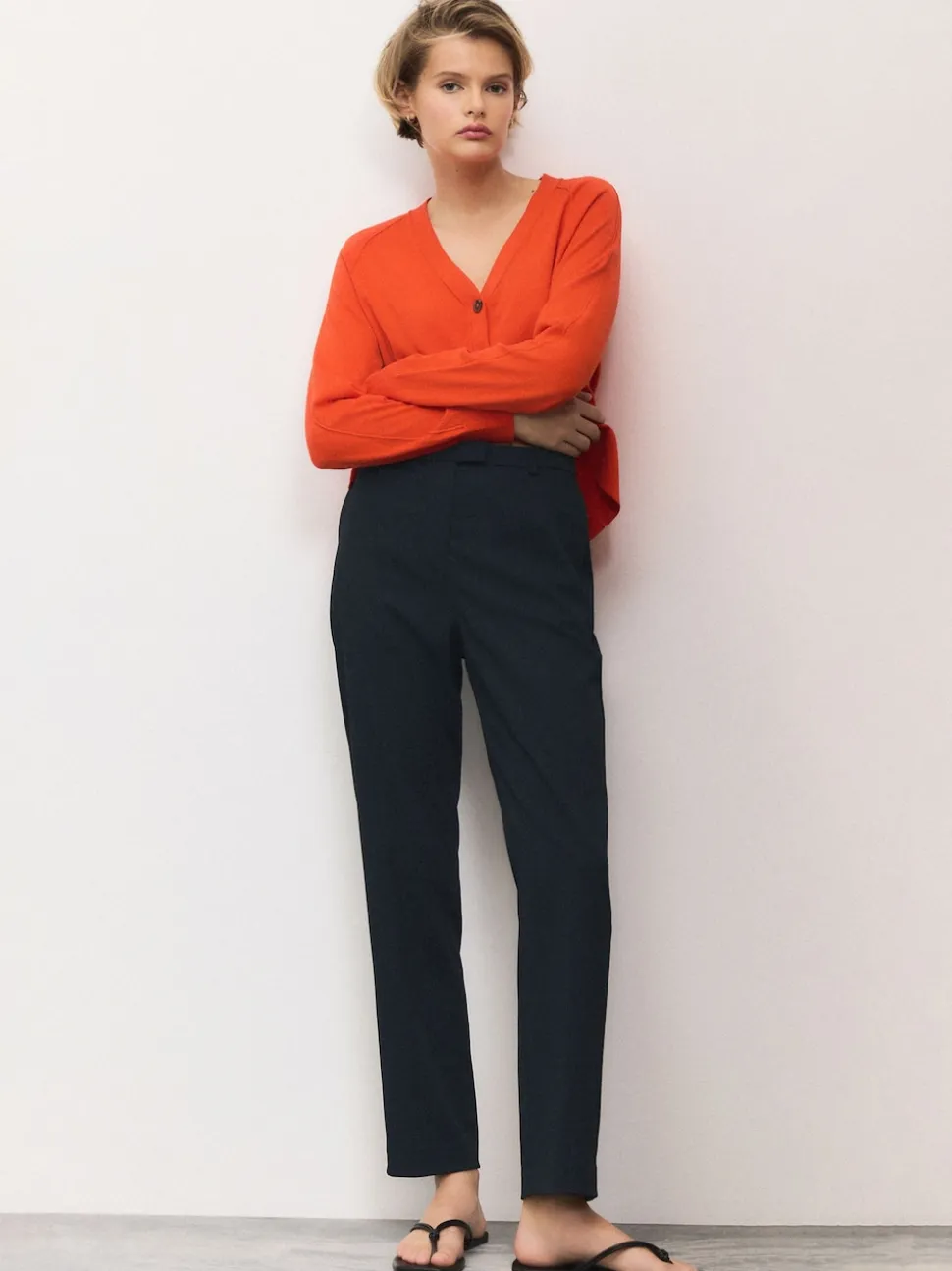 marine - Pantalon slim ajusté