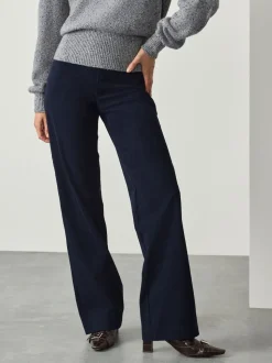 marine - Pantalons Amples en velours côtelé lissant
