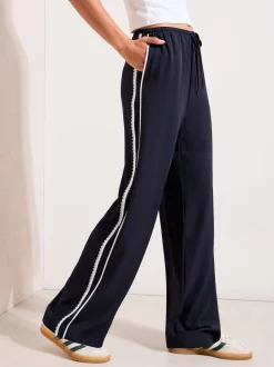 marine - Pantalons Jambe large Friends Like These bordures au crochet
