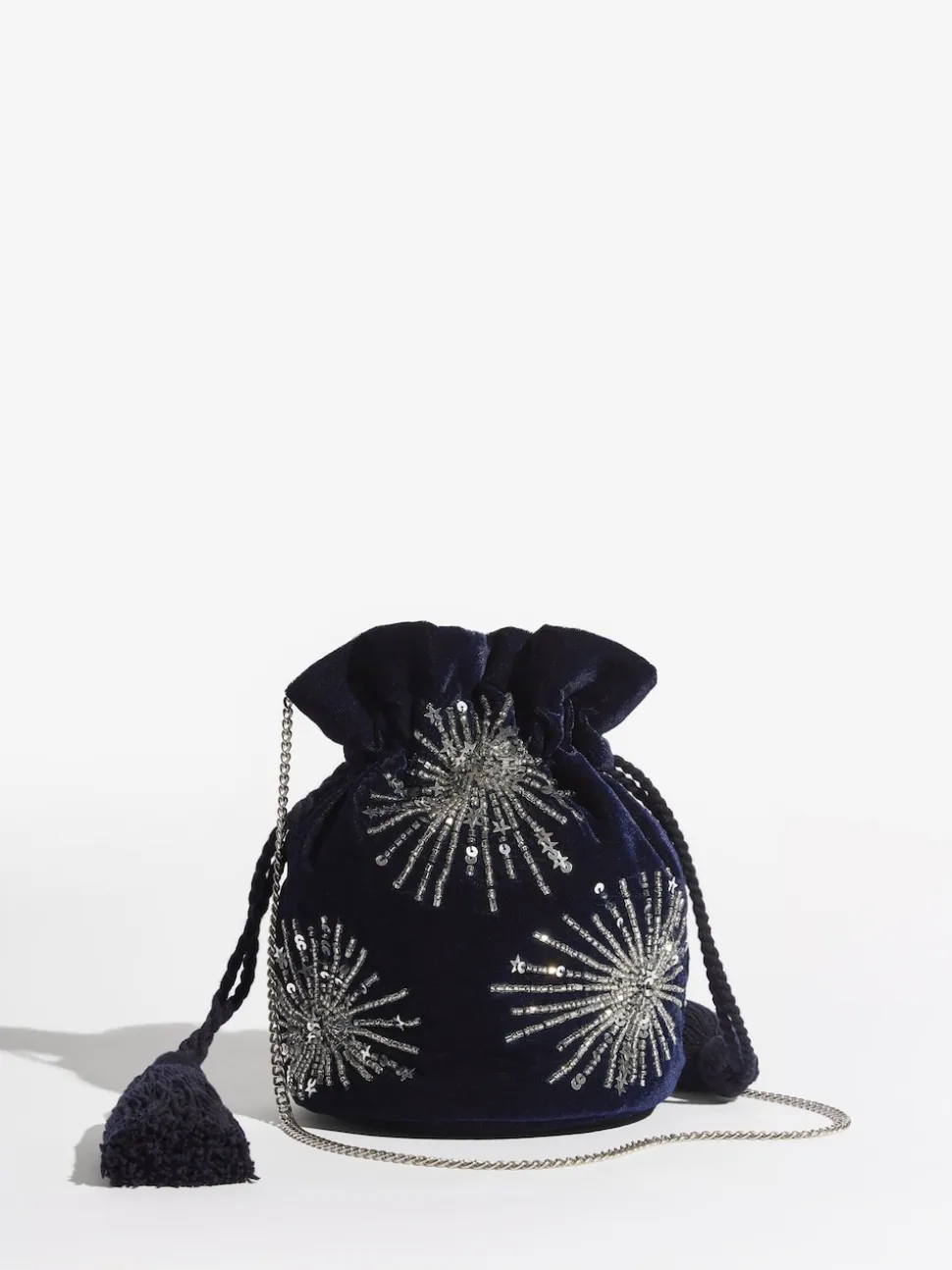 marine - Pochette Love & Roses en velours avec ornements sequins