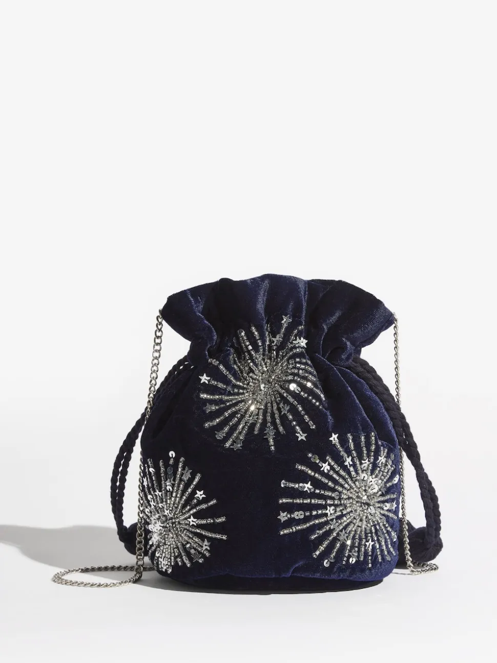 marine - Pochette Love & Roses en velours avec ornements sequins