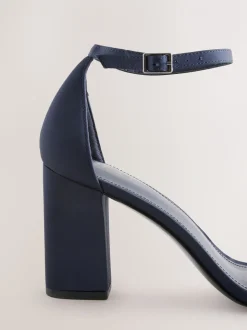 marine - Sandales à talons carrés