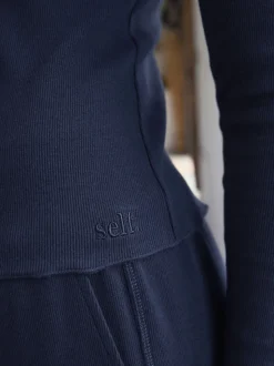 marine - soi-même. Pyjama côtelé boutonné