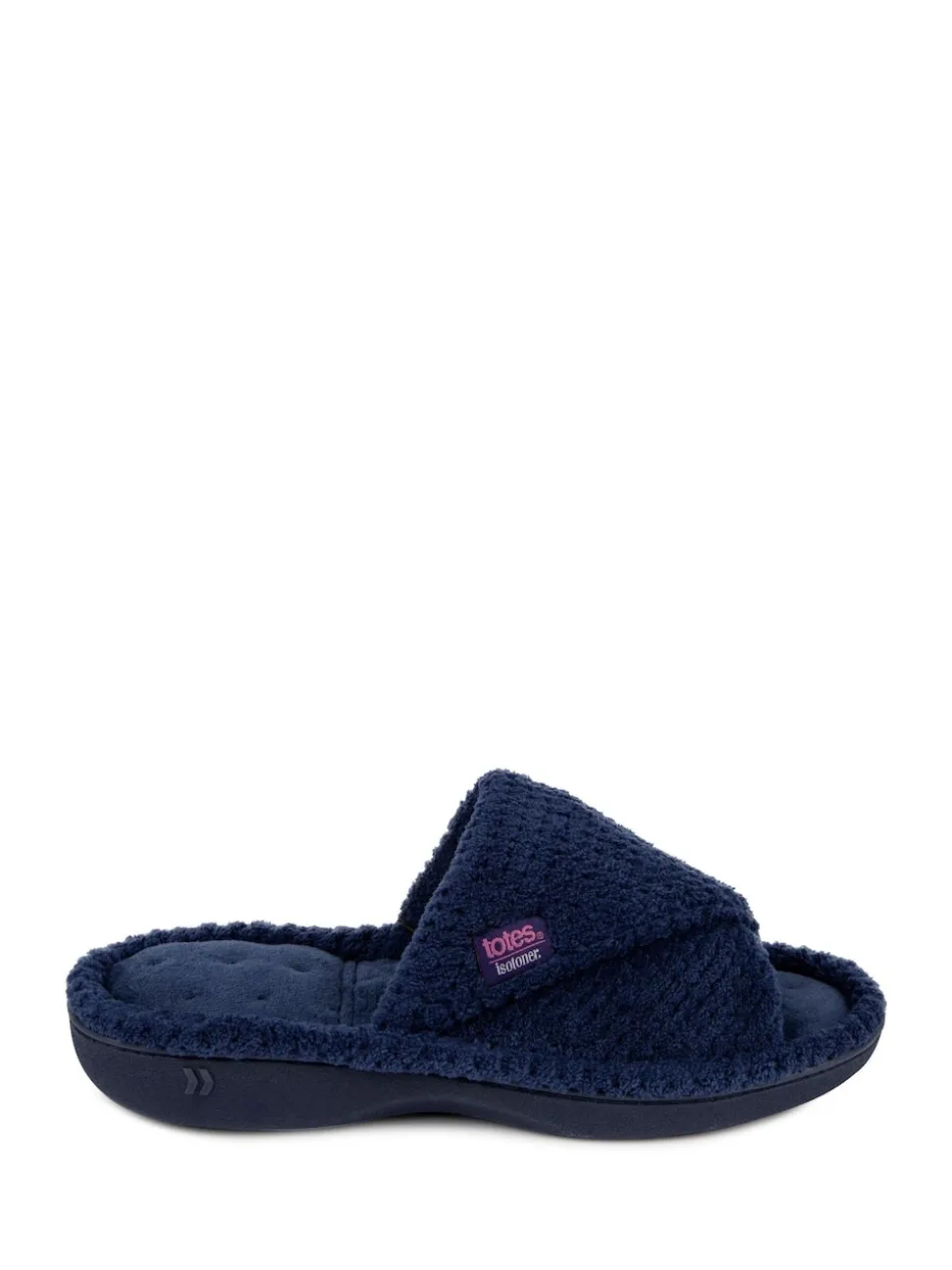 marine - Totes Ladies Isotoner Popcorn Turnover Open Toe Slippers