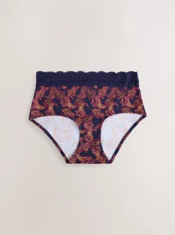 Marine Paisley - Lot de 4 culottes en coton et dentelle
