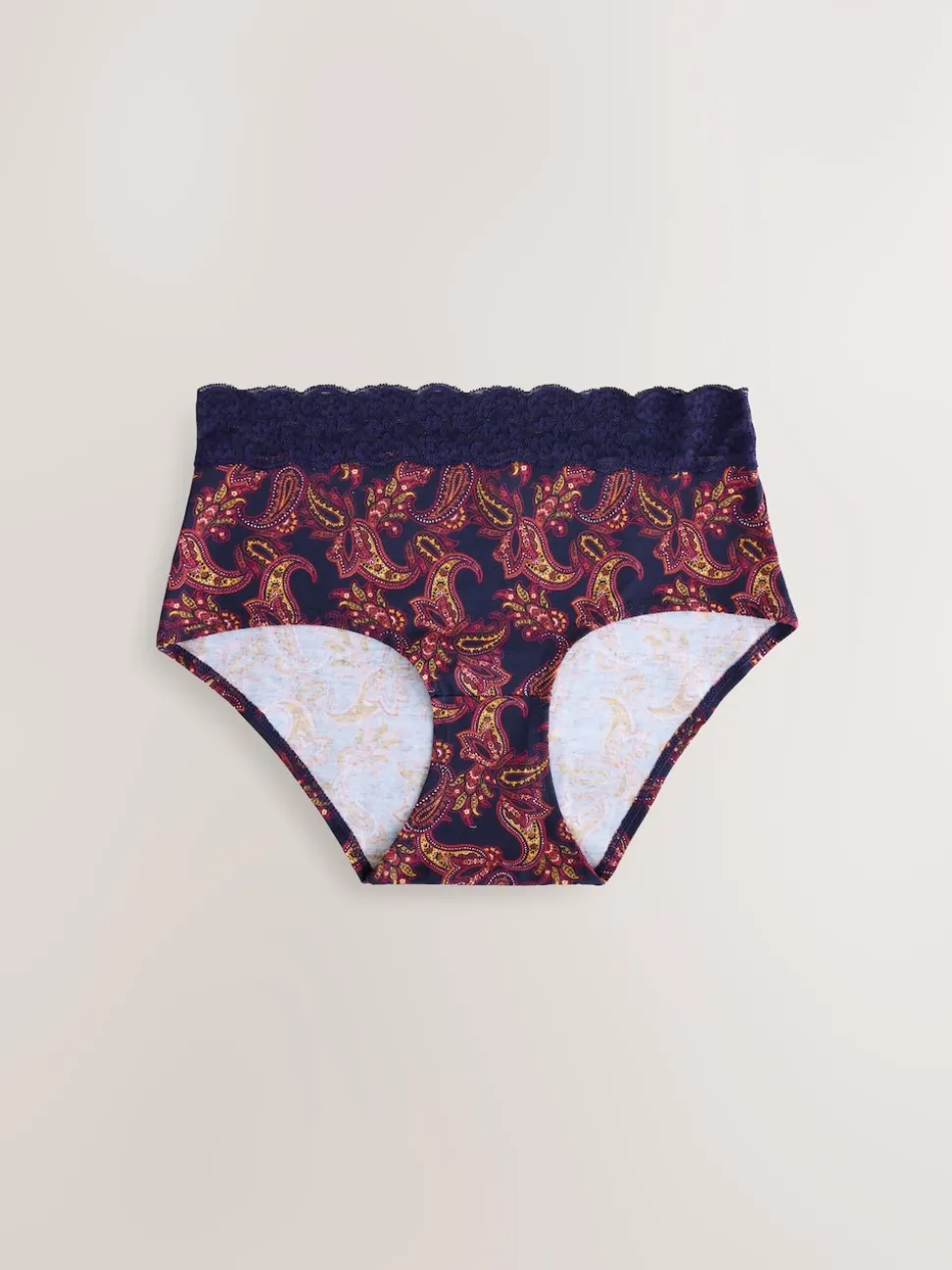 Marine Paisley - Lot de 4 culottes en coton et dentelle