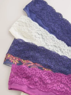 Marine Paisley - Lot de 4 culottes en coton et dentelle