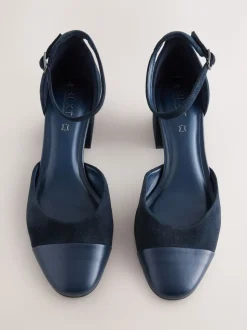 Marine Suede - Chaussures à talons carrés avec embout