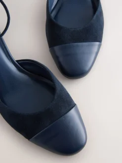 Marine Suede - Chaussures à talons carrés avec embout
