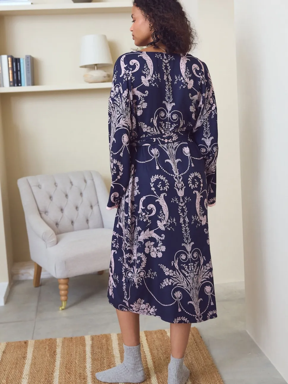 Marine/Rose - Peignoir Laura Ashley Josette