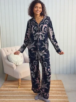 Marine/Rose - Pyjama Laura Ashley Josette boutonné