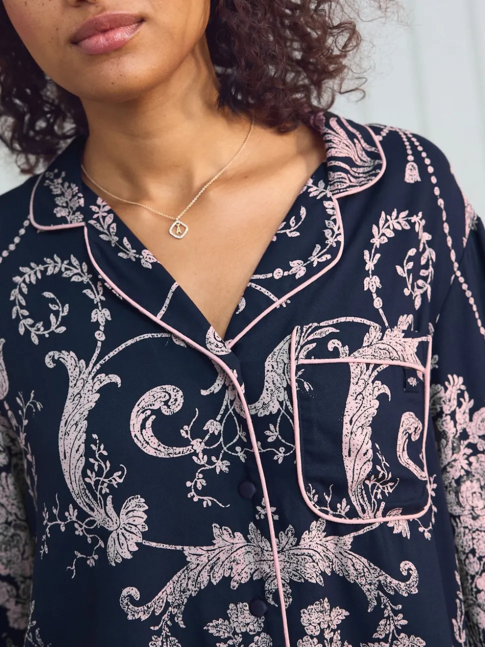 Marine/Rose - Pyjama Laura Ashley Josette boutonné