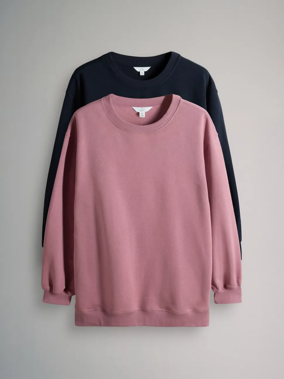 Marine/Rose - The Set lot de 2 Sweat-shirts longs à Col rond