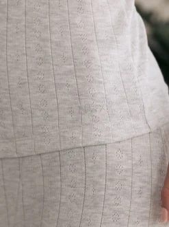 Marl gris - Haut thermique à manches longues en maille pointelle