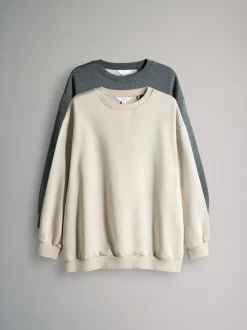 Marl/Cream anthracite - The Set lot de 2 Sweat-shirts longs à Col rond