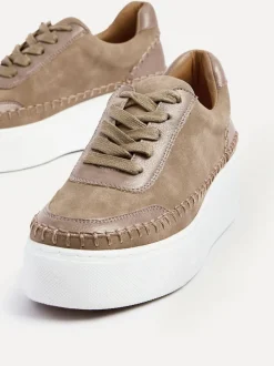 Marron - Baskets Linzi Harlem à plateforme en similicuir