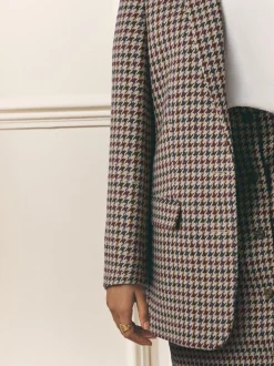 Marron - Blazer Laura Ashley Heritage Dogtooth à carreaux en laine