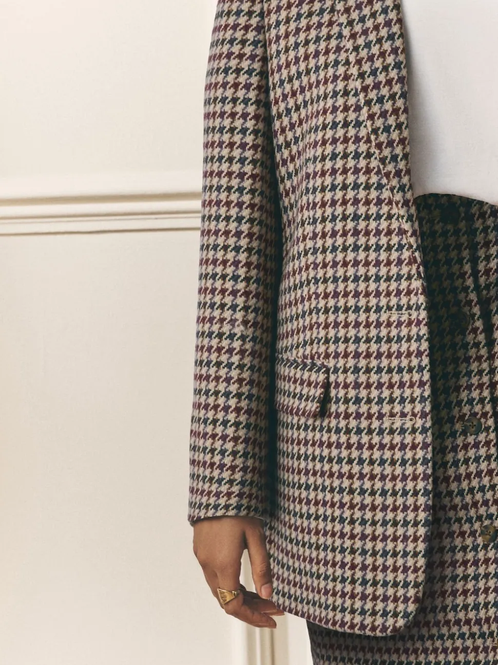 Marron - Blazer Laura Ashley Heritage Dogtooth à carreaux en laine