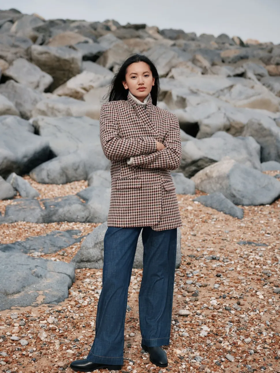 Marron - Blazer Laura Ashley Heritage Dogtooth à carreaux en laine