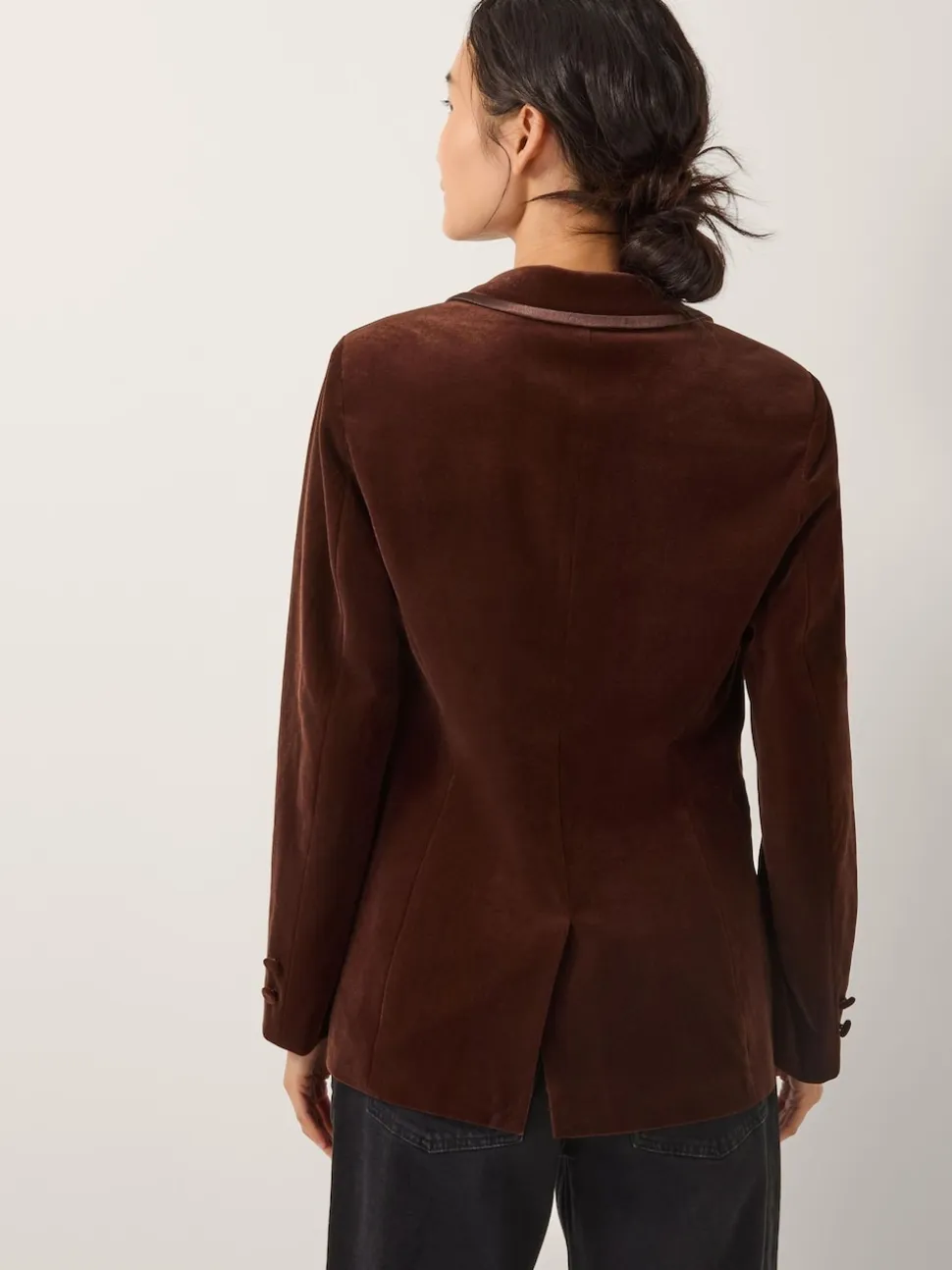 Marron - Blazer Monsoon Mila en velours à simple boutonnage