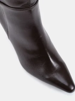 Marron - Bottes au genou à talon carré Gala à bout pointu Coupe large Novo