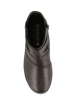 Marron - Bottes cheville Pavers en Cuir Coupe large