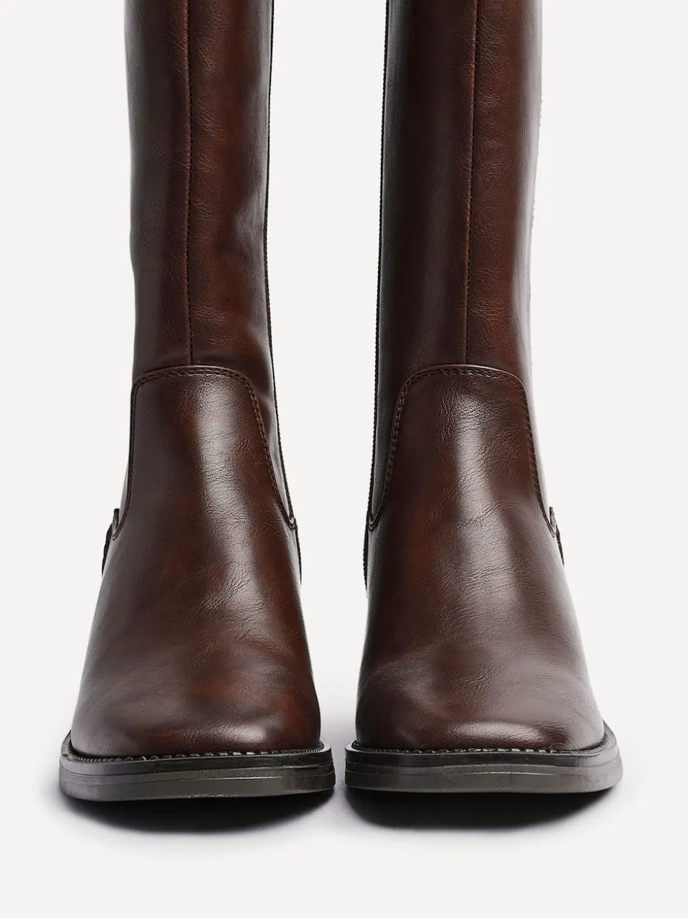 Marron - Bottes hautes Linzi Reason à talons carrés avec panneau extensible dans le dos