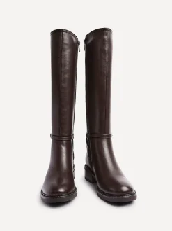Marron - Bottes Linzi Power hautes avec panneau latéral extensible et détail de boucle