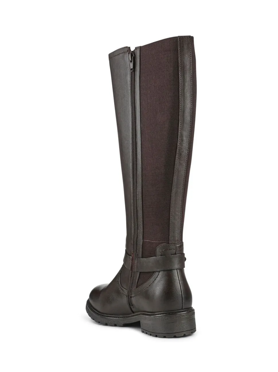 Marron - Bottes longues Pavers Wide Fit en cuir élastique