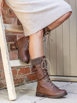 Marron - Bottes Pavers à lacets et mollet