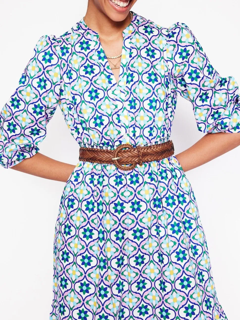 Marron - Ceinture Boden en cuir tissé