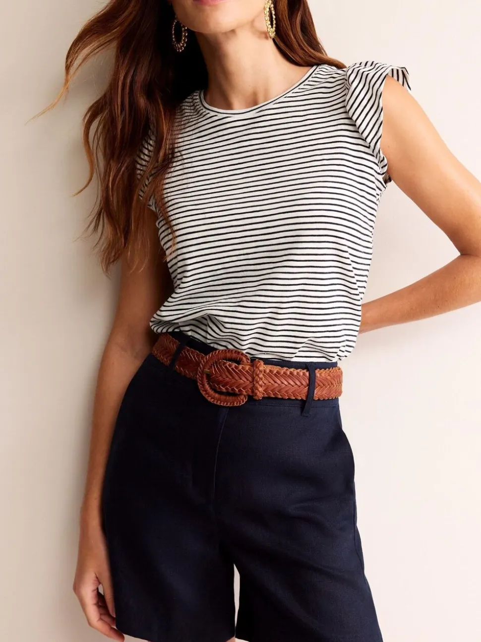 Marron - Ceinture Boden en cuir tissé