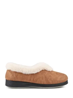 Marron - Chaussons douillets Pavers en mousse à mémoire de forme coupe large