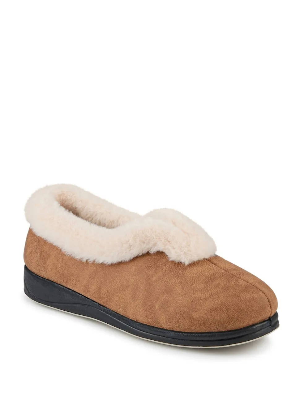 Marron - Chaussons douillets Pavers en mousse à mémoire de forme coupe large