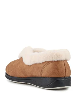 Marron - Chaussons douillets Pavers en mousse à mémoire de forme coupe large