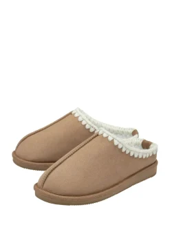 Marron - Dunlop Chaussons mules Whipstitch en faux daim