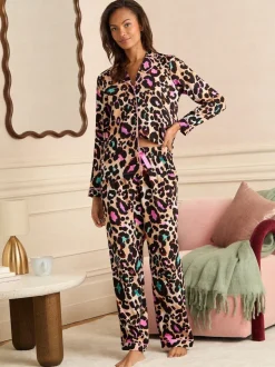Marron - Ensemble pyjama Love & Roses à boutons