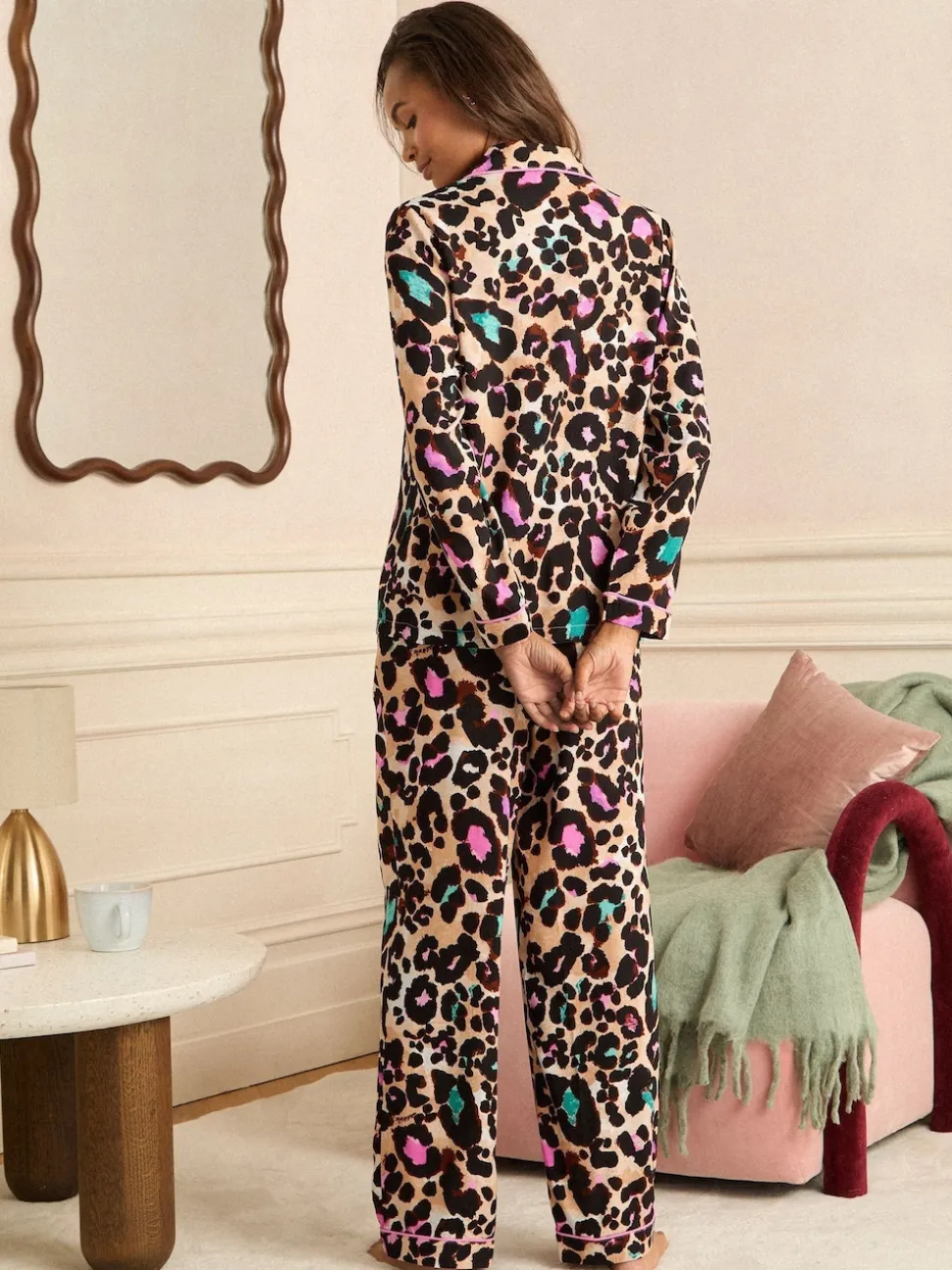 Marron - Ensemble pyjama Love & Roses à boutons