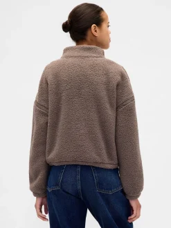 Marron - Gap Polaire raccourcie oversize en sherpa à demi-fermeture éclair