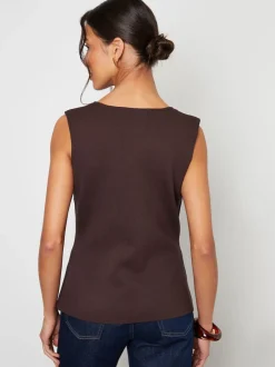 Marron - Gilet Threadbare en maille côtelée