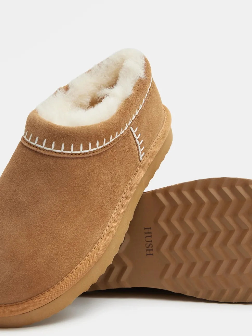 Marron - Hush Col Shearling rembourré Snug Slippers